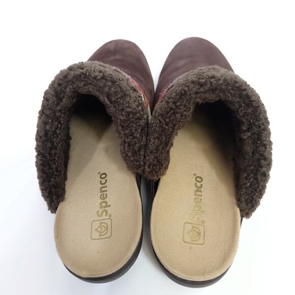 Spenco Clogs Size 9 B Brown Womens Shoe Slip On Faux Fur Suede - Picture 5 of 10